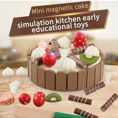 Hölzerne Frucht des Kuchen-11cm, die gesetzte hackende Kinderrollen-Spiel-Spielwaren schneidet