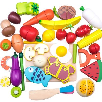 Farbiger 19cm hölzerner Frucht-Ausschnitt stellte Toy Kid Education ein