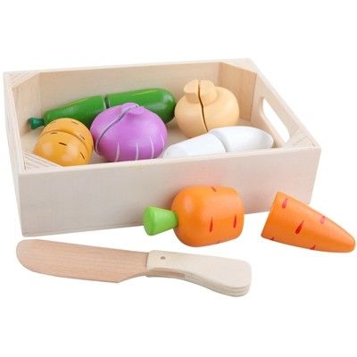 4.5cm stellte hölzerner Frucht-Ausschnitt Gemüse-Küchen-Rollen-Spiel-Satz ein