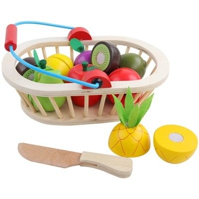 4.5cm stellte hölzerner Frucht-Ausschnitt Gemüse-Küchen-Rollen-Spiel-Satz ein
