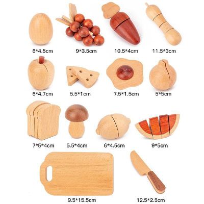 Natürlicher 5.5cm hölzerne Obst- und GemüseRollen-Spiel-Nahrungsmittelsatz