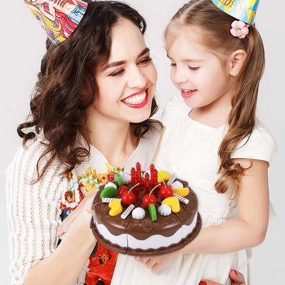 Stellte hölzerner Frucht-Ausschnitt DIY 5.9inch Geburtstags-Kuchen Toy Plastic ein