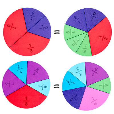 Zahl-Puzzlespiel-Brett-hölzerne Bruch-Puzzlespiel-Lehrmittel Karten-Mathe-11Pcs