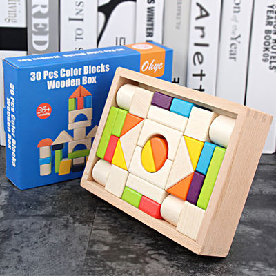 Großes 15cm Schloss-hölzerne Bausteine Toy Stacking 30 Stücke