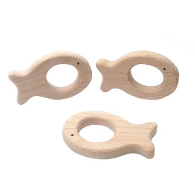 Buche handgemachter 55mm hölzerner zahnender Toy Natural Wood Teethers Necklace