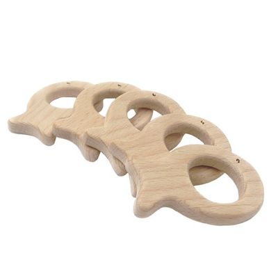Buche handgemachter 55mm hölzerner zahnender Toy Natural Wood Teethers Necklace