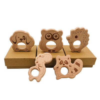 Halsketten-hängendes hölzernes Zahnenspielzeug ISO9001 hölzernes Tier-Teether