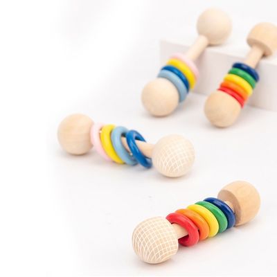 Hölzernes Geklapper Ring Montessori Wooden Teethers Safe des Turnhallen-Nagetier-10.7cm