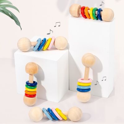 Hölzernes Geklapper Ring Montessori Wooden Teethers Safe des Turnhallen-Nagetier-10.7cm