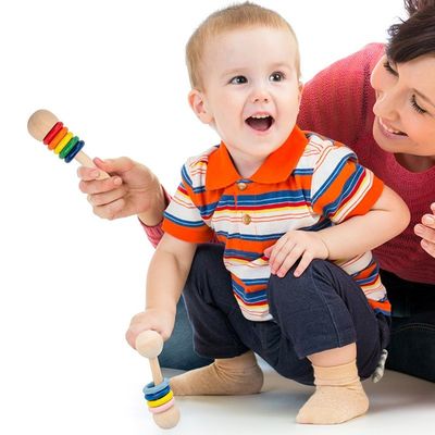 Hölzernes Geklapper Ring Montessori Wooden Teethers Safe des Turnhallen-Nagetier-10.7cm