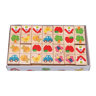 Hölzerne Domino-Blöcke des Karikatur-Tier-4cm, die Puzzlespiel-Spielzeug errichten
