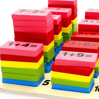 Stellten hölzerne Domino-Blöcke des basswood-120pc die Sammlung ein, die Montessori errichtet
