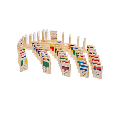 Hölzerne Domino-Blöcke der Flaggen-ISO9001 100, welche die Dominos eingestellt aufbauen