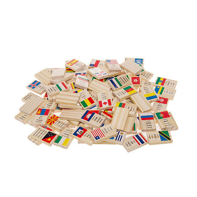 Hölzerne Domino-Blöcke der Flaggen-ISO9001 100, welche die Dominos eingestellt aufbauen