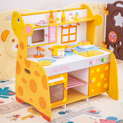Hölzerne Miniaturküche der Familien-66cm stellte hölzernen Toy Kitchen Accessories ein