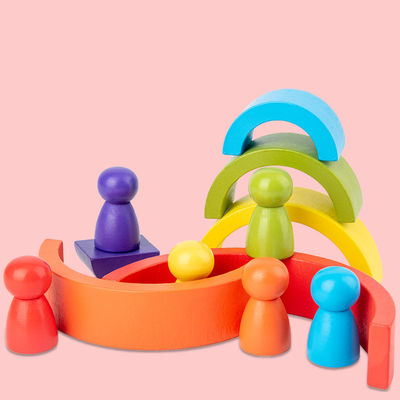 1.2in Bogen-hölzerner Regenbogen-Stapler-großer Naturholz-Block-Satz