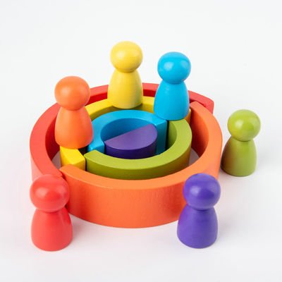 1.2in Bogen-hölzerner Regenbogen-Stapler-großer Naturholz-Block-Satz