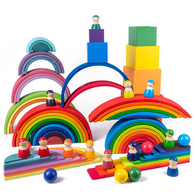 30cm Kiefer, die Holzklötze Regenbogenspielt, Baustein Turm-Spielwaren