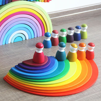 6cm großer Pastellregenbogen-Stapler-Verschachtelungs-Regenbogen-Block-Satz