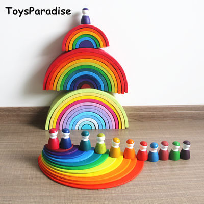 6cm großer Pastellregenbogen-Stapler-Verschachtelungs-Regenbogen-Block-Satz