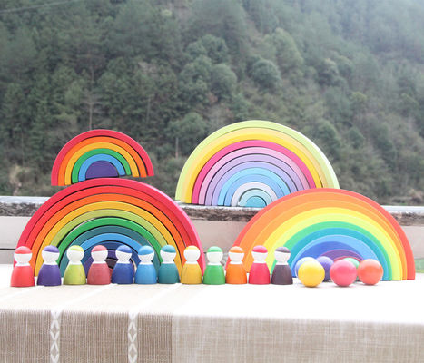 6cm großer Pastellregenbogen-Stapler-Verschachtelungs-Regenbogen-Block-Satz