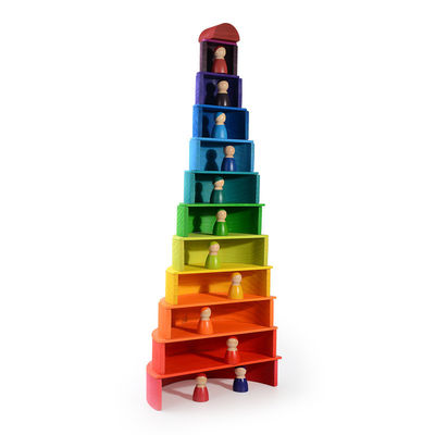 Regenbogen-Stapler-Baby-Laser-Schnitzen des Spiel-60cm natürliches hölzernes