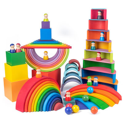 Regenbogen-Stapler-Baby-Laser-Schnitzen des Spiel-60cm natürliches hölzernes
