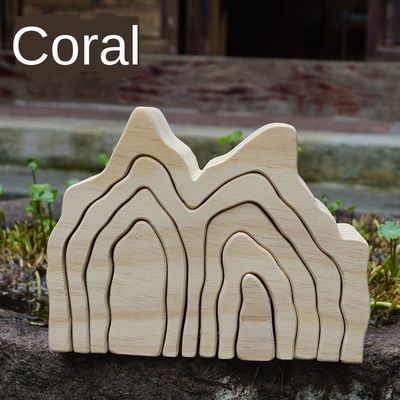 Spielt gewelltes Holzklotz-Puzzlespiel Ins hölzerne Regenbogen-Blöcke Coral Grimm