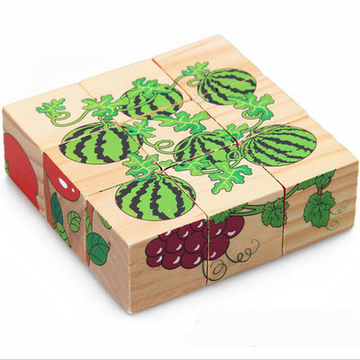 3.5cm Frucht-Holzklötze spielt Tierpuzzlespiel-Blöcke für Kinder