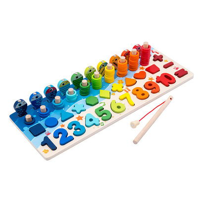 Mathe-Fischen spielt pädagogisches hölzernes Montessori-Baby 15cm