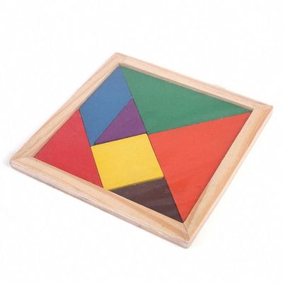 Hölzernes Montessori Baby des Quadrat-11cm spielt 7-teiliges Puzzlen