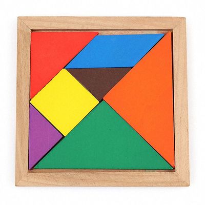 Hölzernes Montessori Baby des Quadrat-11cm spielt 7-teiliges Puzzlen