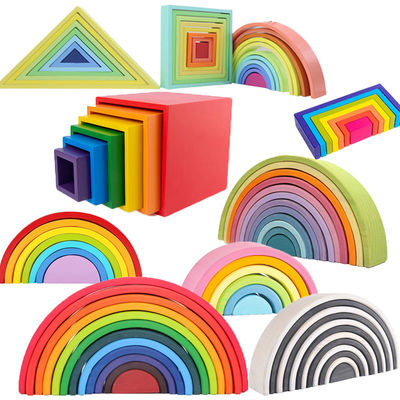 Regenbogen-hölzerne Bausteine Toy Creative Educational Browns 18cm