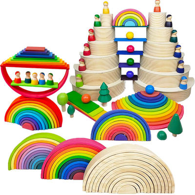 Regenbogen-hölzerne Bausteine Toy Creative Educational Browns 18cm