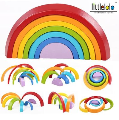 Brücken-hölzerne Bausteine Toy Nesting Rainbow Block Set des Baby-15cm