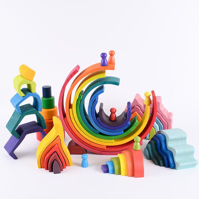 Brücken-hölzerne Bausteine Toy Nesting Rainbow Block Set des Baby-15cm