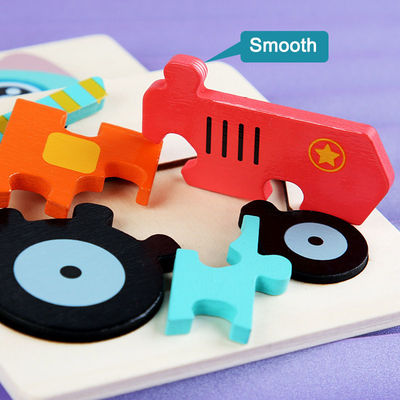 10.7cm 3D färbte Holzklotz-Puzzle-kognitive Spiele ISO9001