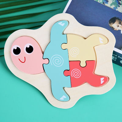 Holzklotz-Puzzlespiel Macaron 3D spielt hölzerne Tierblöcke