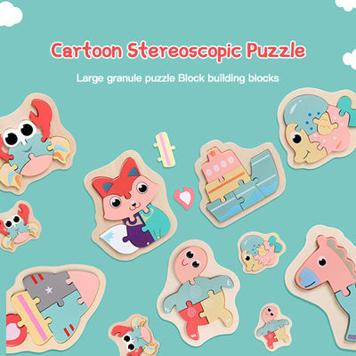 Holzklotz-Puzzlespiel Macaron 3D spielt hölzerne Tierblöcke