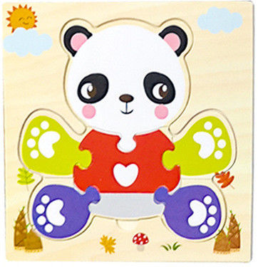 Montessori-Spiele, die Baby Tiere spielt, handeln Kinder 3D hölzernes Karikatur-Erkennen-Puzzlespiel Toy Matching verwirrt