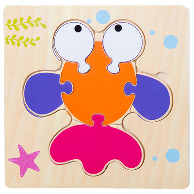 Montessori-Spiele, die Baby Tiere spielt, handeln Kinder 3D hölzernes Karikatur-Erkennen-Puzzlespiel Toy Matching verwirrt
