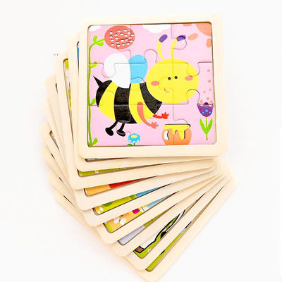 Montessori-Spiele, die Baby Tiere spielt, handeln Kinder 3D hölzernes Karikatur-Erkennen-Puzzlespiel Toy Matching verwirrt