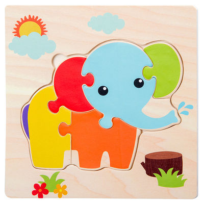Montessori-Spiele, die Baby Tiere spielt, handeln Kinder 3D hölzernes Karikatur-Erkennen-Puzzlespiel Toy Matching verwirrt