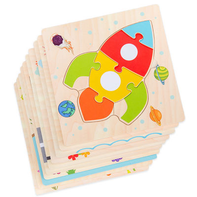 Montessori-Spiele, die Baby Tiere spielt, handeln Kinder 3D hölzernes Karikatur-Erkennen-Puzzlespiel Toy Matching verwirrt