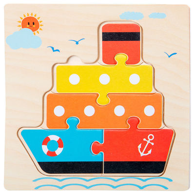 Montessori-Spiele, die Baby Tiere spielt, handeln Kinder 3D hölzernes Karikatur-Erkennen-Puzzlespiel Toy Matching verwirrt