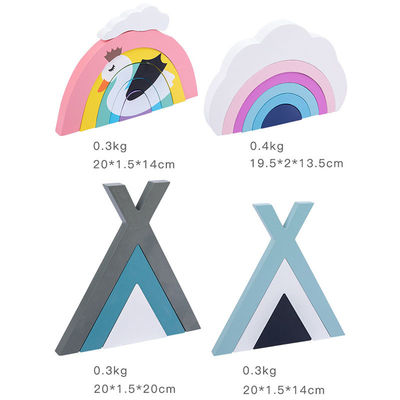 Nicht giftiger 22cm Regenbogen-Stapler hölzerne kreative hölzerne Spielwaren Montessori
