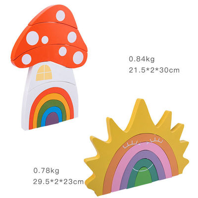 Nicht giftiger 22cm Regenbogen-Stapler hölzerne kreative hölzerne Spielwaren Montessori