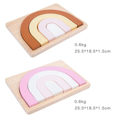 Nicht giftiger 22cm Regenbogen-Stapler hölzerne kreative hölzerne Spielwaren Montessori