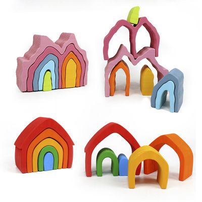DIY baute 11.5cm Holzklotz-Spielwaren Montessori zusammen, den Block Staplungsbalance einstellte