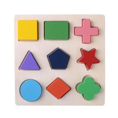 Hölzernes Montessori-Baby sortierend, spielt geometrische Vorschule der Holzklotz-15cm